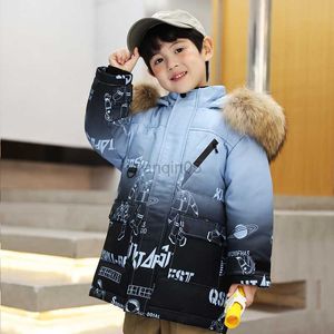 Mateau Down Boys Hotted Warma Kids Kids Hiver Down Vestes Real Fur Collar Enfants Cabille à capuche chaude pour adolescents pour adolescents -30 degrés HKD230725