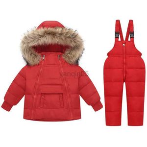 Down Coat Enfants Vêtements Ensemble Garçons Fille Enfants Snowboard Hiver Chaud Ski Costume Imperméable À L'eau Sports De Plein Air Veste Pantalon Habit De Neige Bébé HKD230725