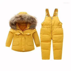 Abrigo de plumón, chaqueta para niños, traje, ropa de invierno, hombres y mujeres, bebé, versión coreana de los monos, venta al por mayor de dos piezas