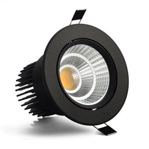 Downlights Black Shell Dimmable LED Downlight Lampe 7W 10W 15W 20W COB Spot 220V / 110V Plafonniers Encastrés