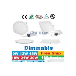 Downlights Super Thin 9W 12W 15W 18W 21W 30W Led Down Lights Panel empotrado de alta potencia regulable 120 ángulo Ac 110240V Drop Delivery L Otbei