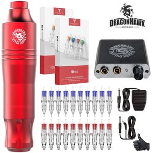 Dragonhawk Atom Kit de tatouage stylo rotatif Machine alimentation cartouche aiguilles