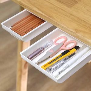 Drawer Storage Box Self Stick Pencil Tray Stand For Pens Under Desk Storage Case Hidden Table Drawers Boxes Home Organizer FSTLY7