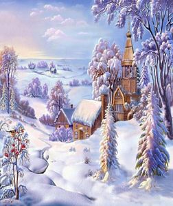 Drawjoy Snow Landscape Images encadrées Painting DIY By Numbers Art Wall Painting Acrylique sur toile et peint Decor Home8001709