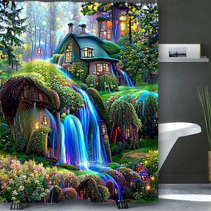 View de rêve rideau de bain cottage rideau de douche de salle de bain étanche avec 12 crochets à la maison déco navire gratuit 240423