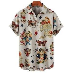 Robe 2023 Été surdimensionné hawaïen chemise de haute qualité hommes vêtements de créateurs marin lune streetwear plage sirène tunique à manches courtes