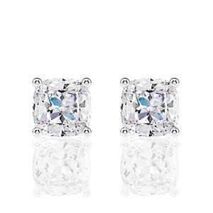 Coussin de robe coupé 6 mm Moissanite Diamond Stud 100% réel sier sier promesse boucles d'oreilles de mariage pour les bijoux de fête des femmes