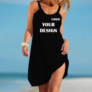 Robe Robe de plage personnalisée Faire votre propre design Logo Text Femmes Imprimé Conception originale Robe cadeau de haute qualité