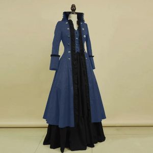 Vestido Medieval Retro Punk gótico corte princesa vestido real señora manga larga vestido de baile elegante traje victoriano