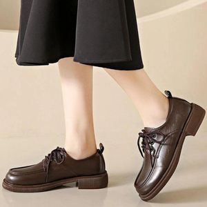 Chaussures habillées 2024 Fashion For Women Spring and Automne Mary Jane Pumps pour femmes Round Toe Lace Up Water Proof Talon