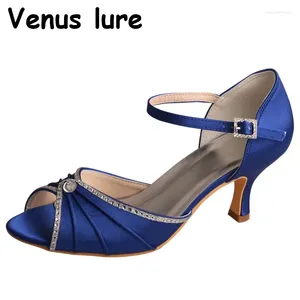 Chaussures habillées 23 couleurs bleu satin mary jane sandales mid talon peep toe dames