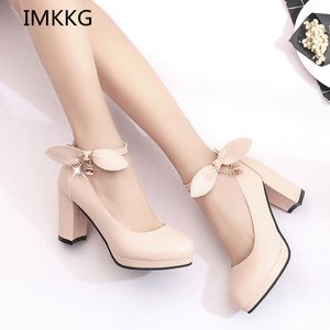 Zapatos de vestir, zapatos de mujer de otoño, zapatos de tacón alto Mary Jane para mujer, zapatos de boda blancos, zapatos de tacón grueso, zapatos de mujer, talla 41 230208