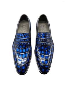 Zapatos de vestir Chue Cocodrilo Cuero Color Azul Frotamiento Hombres Boda Banquete Gentlemansneaker