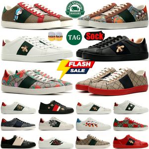 Diseñador Italia Zapatillas de deporte de lujo Plataforma Baja Hombres Mujeres Zapatos Casual Vestido Entrenadores Tigre Bordado Ace Bee Blanco Verde Rojo 1977 Rayas Zapato para hombre Caminar Zapatilla de deporte