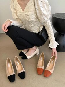 Robe chaussures mode femmes pompes couleur mixte noir beige orange femme épais talons hauts fête bureau diapositives taille 35-39