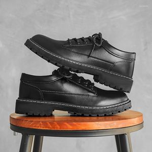 Zapatos de vestir Cuero Hombres Otoño Niños Estilo británico Ropa formal Negocios Casual Tablero de trabajo negro Low-Top