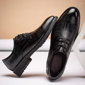 Zapatos de vestir Cuero Hombres Negocios Formal 2024 Primavera Británico Casual Derby Negro Cómodo Suela Suave Novio