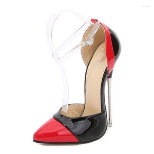 Chaussures habillées Mclubgirl femmes talons hauts 16cm mode couleurs mélangées bride à la cheville taille 46 femmes pompes fête modélisation sandales WZ-A16-57