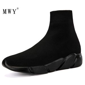Zapatos de vestir Mwy Men High Top Sneakers Flying Woven Calcetines Schoenen Mannen Entrenadores negros Soft Comfation Pareja casual Talla 221203