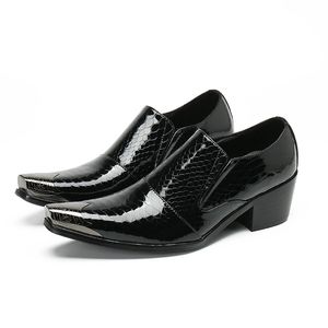 Chaussures Habillées Nouveau Design Grain De Peau De Serpent En Cuir Noir Hommes Chaussures À Talons Hauts Fête De Mariage Hommes Chaussures Habillées Plus La Taille Hommes D'affaires Chaussures Formelles