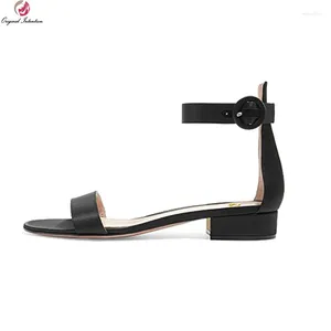 Chaussures habillées intention originale concise femmes sandales bout ouvert talons carrés noir bleu rose champagne blanc femme taille américaine 4-15