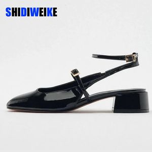 Chaussures habillées SDWK Mary Jane Talons Femmes Pompes Chunky Strappy Talons Noir Bout Carré Talons Femmes Talons Hauts Lolita Slingback Talons Chaussures Mignonnes 231110