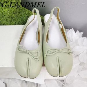 Chaussures habillées Matcha Matcha Green All-Sheepspin Sandales de mode à pied divisé Talons Mary Jane Bow-Embellised Slingback Mujer