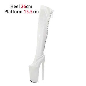 Chaussures habillées Femmes Lace-Up Pole danse Bottes longues Sexy Party Sexe Over-the-Knee High Heels Pumps Nightclub Stripper Platform 26cm H240321BFHH5TK9