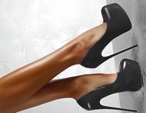 Zapatos de vestir para mujer Super High Slim Heels Stilettos Platform Nightclub Low Top Pumps Sexy 16CM Tacón Negro Rojo C294