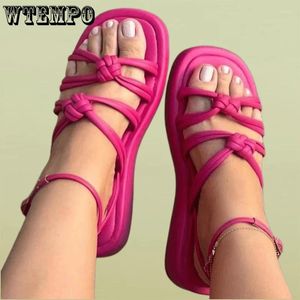 Zapatos de vestir Wtempo Women Wedges Bohemian Sandals Summer Non Slip Beach Sandalias Mujer Tacones bajos Drop Roman Wholesale