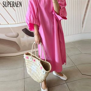 Dress SuperAen-vestido informal de algodón para mujer, vestido informal de algodón de estilo coreano, temperamento de gran tamaño, ropa de mujer 2021