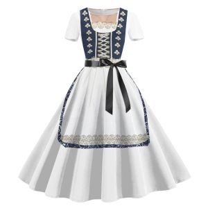 Robe Vintage Oktoberfest robes de Cocktail pour les femmes à manches courtes longueur au genou Costume rétro une ligne évasée balançoire robe de bal formelle