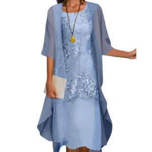 Vestido de mujer de 2 piezas cárdigan vestido midi estampado floral vestido sin mangas fluido con chaqueta larga invitada de boda vestidos de madre de la novia