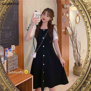 Vestido mujer casual patchwork botón fiesta con clase chicas elegantes tiernas damas todo fósforo moda ulzzang moda chic elegante nuevo y1204