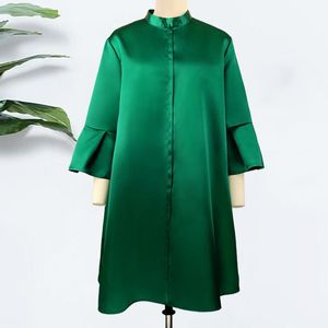 Vestido de mujer vestido suelto mangas tres cuartos de gran tamaño amarillo verde rosa moda casual señoras con clase verano otoño batas vestidos 2023