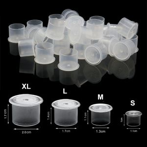 Vestidos 500/1000 Uds S/m/l/xl desechables Microblading plástico tatuaje tinta vasos accesorios soporte transparente tapas de contenedores