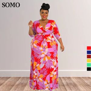 Vestidos 5XL vestidos de talla grande para mujer moda impresa 2022 ropa de verano maxi vestido largo sexy cuello en v clubwear venta al por mayor Dropshipping