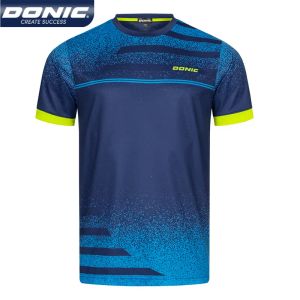 Vestidos auténticos donic redondeo de cuello redondo Jersey Jersey rápido Deportes secos Deportes Deportivos transpirables Camisa de manga corta Ping Pong Mujeres Mujeres