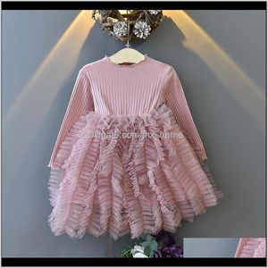 Robes Bébé Vêtements Bébé Enfants Maternité Drop Livraison 2021 Printemps Petites Filles Robe De Princesse Solide Puffy Manches Longues Jupe En Filet Enfants