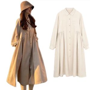Robes Style coréen 2024 Robe de maternité de la mode et de l'automne plus taille Collier à manches longues
