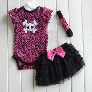 Robes Skull Summer Infant Kids Girls Vêtements Girls Clothing Bodys + Tutu Jirt + Band Band 3 Piece Costumes Leopard Baby Girl Clothes