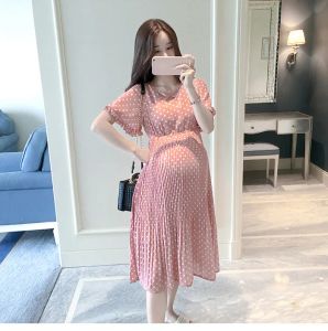 Vestidos Vestido de embarazo de verano Ropa de mujer de moda 2018 Ropa de maternidad Vestidos Gasa Tallas grandes Ropa para embarazadas BC1460