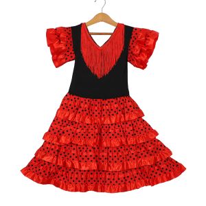 Robes Robe de danse espagnole traditionnelle pour les filles 2023 Classic Flamengo Bullfight Festival Festival Robes Gypsy Style Ballroom Enfants Jupe