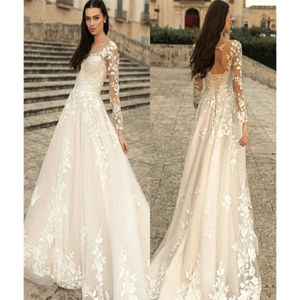 Robes Wedding Beach A-Line Long Gorgeous Bohemia Sleeves Bridal Robe Boho Chic Up Fabriqué sur mesure Vestidos De Novia sur mesure