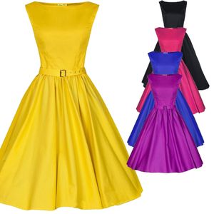 Vestidos Wholesale2015 Vestidos estilo Audrey Hepburn Oneck Vintage Casual Party Robe Rockabilly años 50 Vestidos con vestido de gran swing # A6521