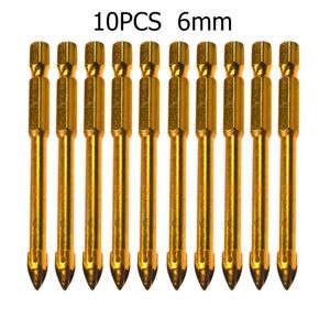 Drill Bits 10pcs 68mm Drill Bit Ceramic Tile Marble Glass Spear Head Hex Shank Workshop Equipment Power Tools Parts Drill Bits 230419