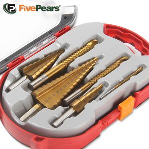Drill Bits FivePears Step Drill Bit Set Material HSS For Soft MetalThin Iron SheetWoodPlastic Stepped Drill For Metal 230404