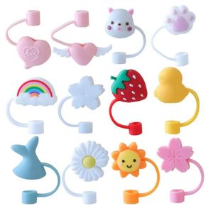 Drinkware 1PC Cartoon Silicone Straw Tips Drinking Dust Cap Splash Proof Plugs Cover Creative Cup Accessories 6-8mm Straw Sealing Tools Inventory Wholesales