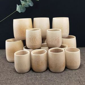 Verres Boire Bambou Tasse Eau Vin Café Thé Tasses En Bois Bois Massif Thés En Bois Naturel Tasse Logo Personnalisé Gratuit DHL HH22-11