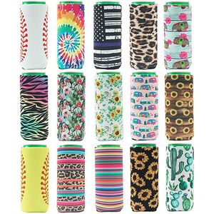 Drinkware Handle 12oz Slim Beer Can Sleeves Neopreno Cooler Covers Fit For 330ml Energy Cans Holder Case Bags HH21-342